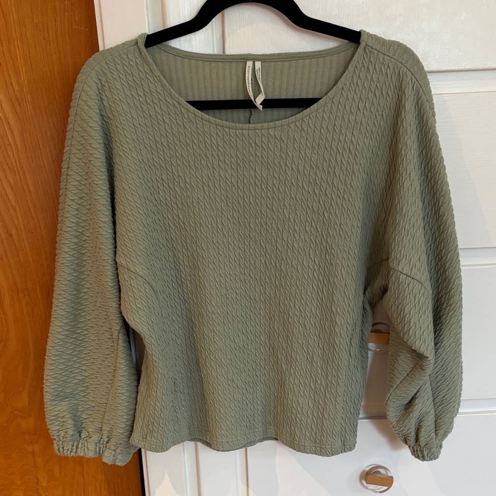Anthropologie Ribbed Sage Top